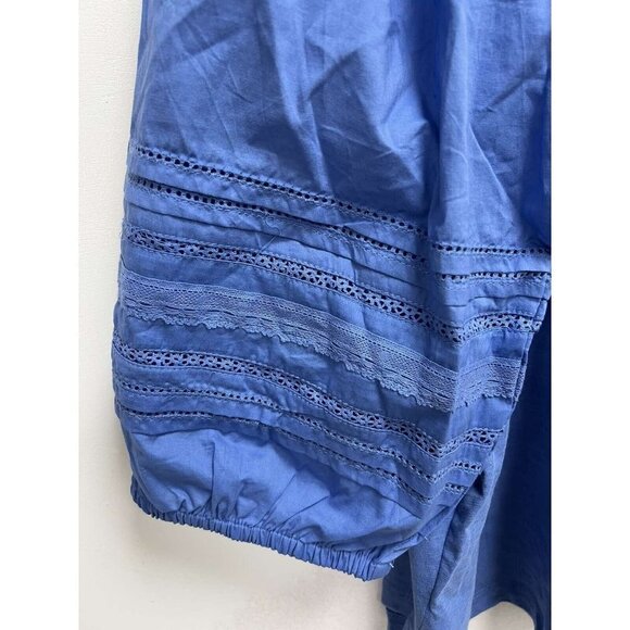 John's Bay Women Cotton Balloon Sleeves blue top Size 1X - Picture 3 of 11